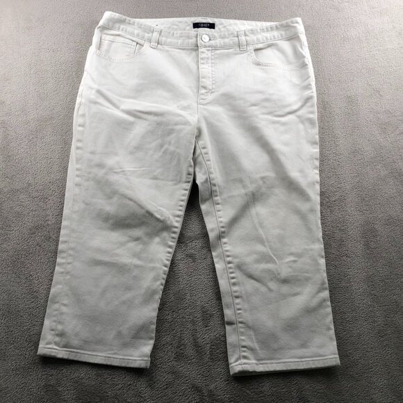 Chaps Womens Capri Pants Size 16 Flat Front White Straight Leg Casual Classic - Picture 10 of 11